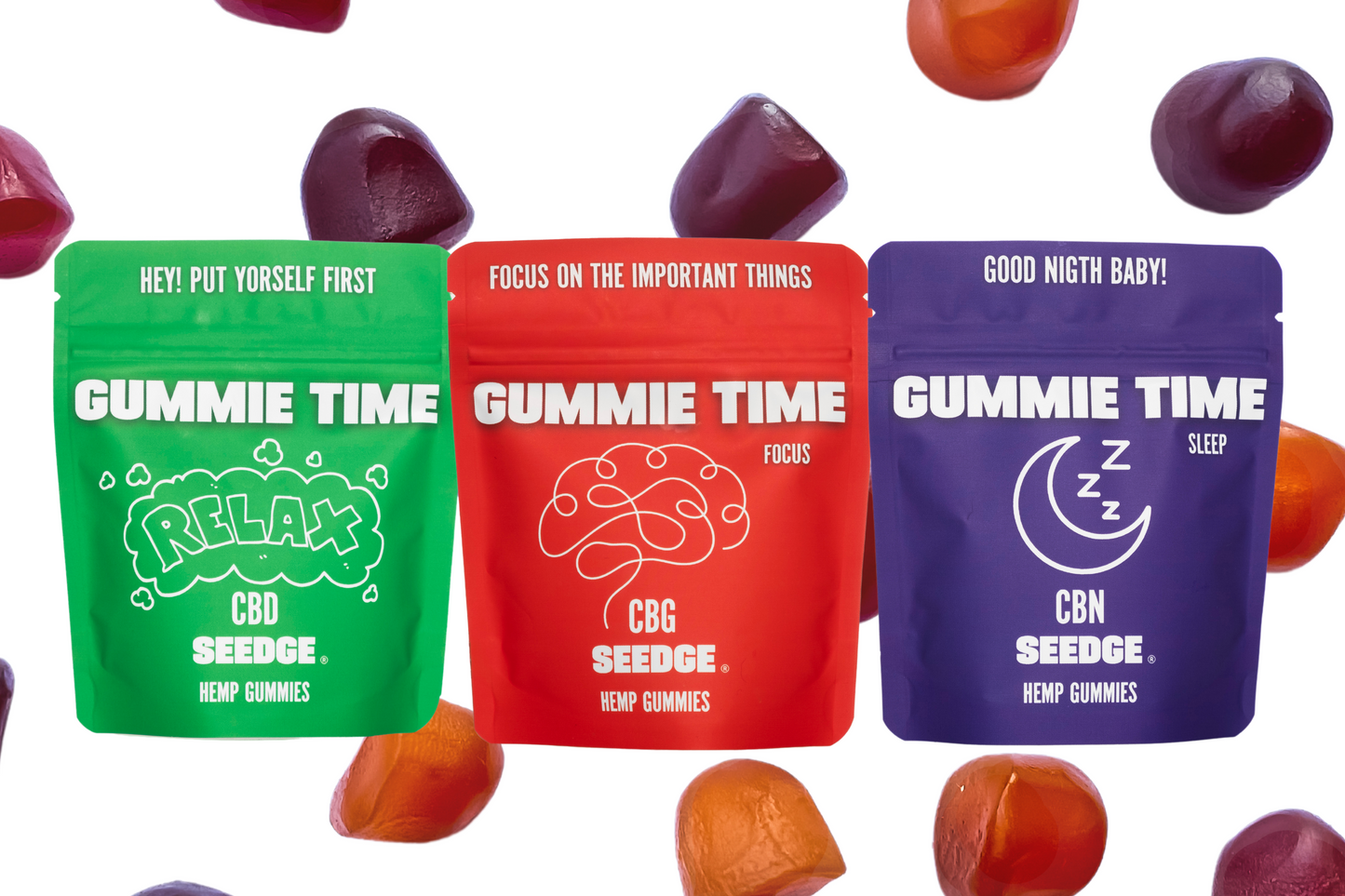 PACK GOMAS FUNCIONAIS SEEDGE - CBD, CBG e CBN | 750 MG